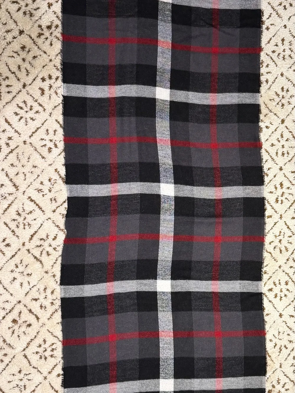 Express Men's Black, Gray & Red Plaid Scarf